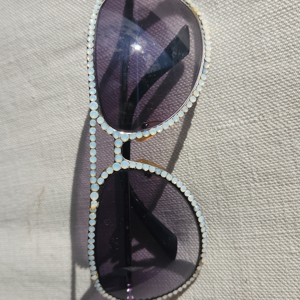 Jimmy Crystal Sunglasses Black and Silver And White Rhinestones